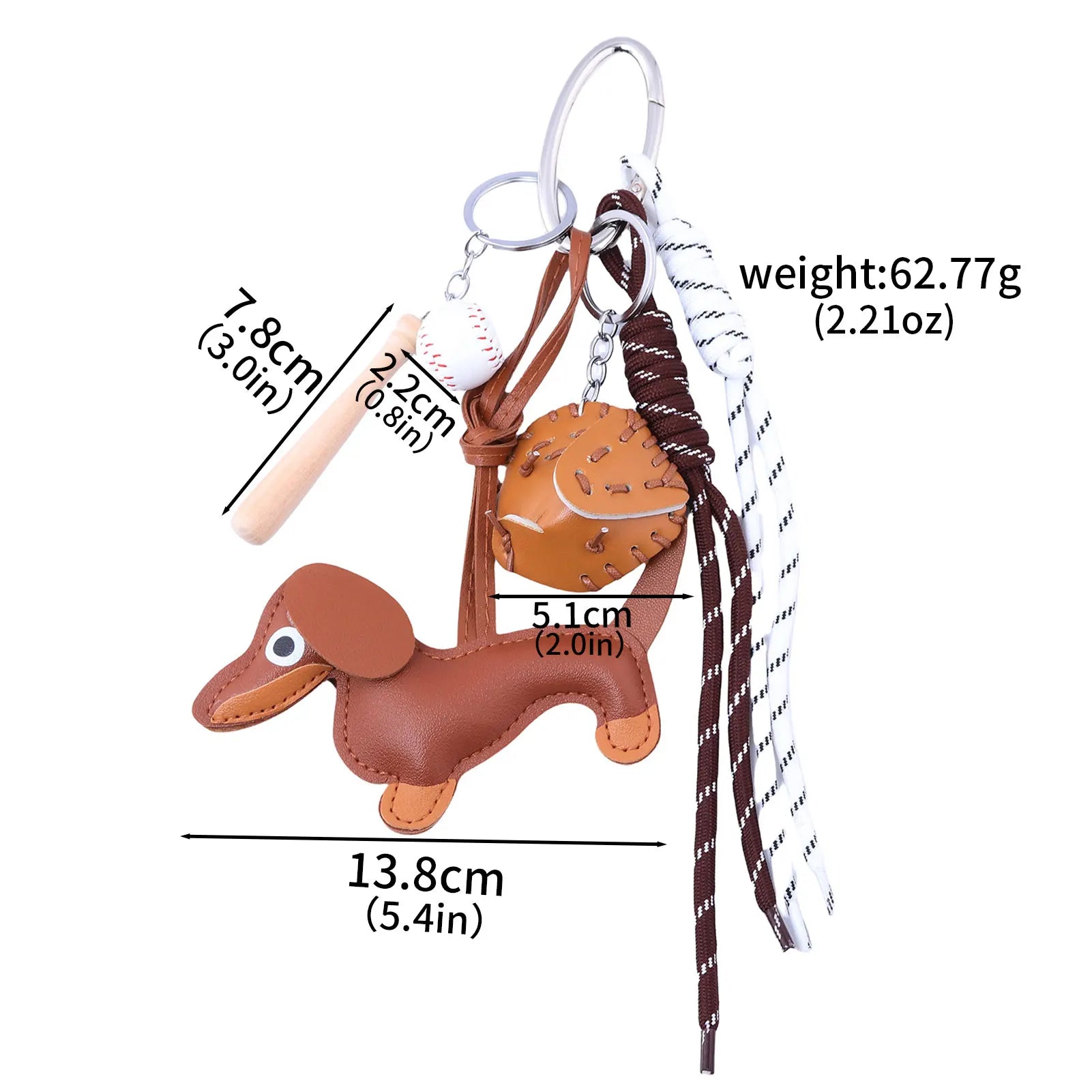 Porte-Clés Chien Saucisse Personnalisé – Pendentif Sac Corde Tressée Décoration Cadeau Mignon