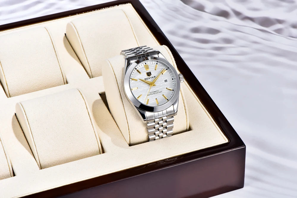 Montre Homme Luxe BENYAR Mécanique Automatique Acier – Étanche Sport Top Brand