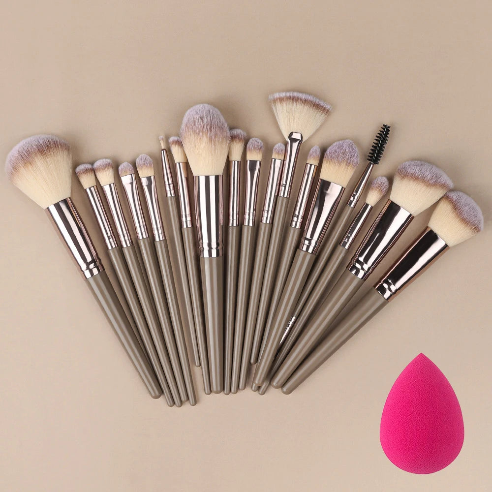Set Pinceaux Maquillage Fluffy 3 à 20 Pcs – Poudre Libre, Fards & Blush | Brosse Fond de Teint Femme