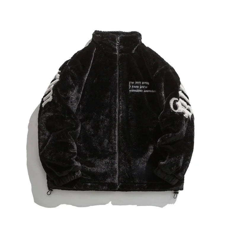 Veste Homme Hiver Polaire Broderie Lettres Style Américain Streetwear Casual Chaud Fashion Tendance – Manteau Fleece Urban Premium | Mode Homme Streetwear Premium