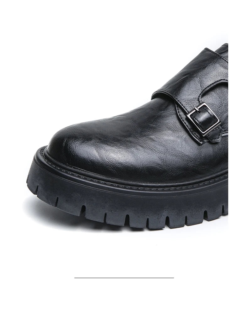 Derby Grasp Leder British Platform Homme – Schnalle Casual High & Low Lederschuhe
