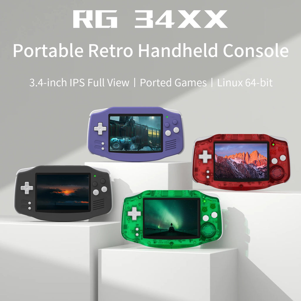 ANBERNIC RG34XX Console de Jeu Portable Rétro – Écran IPS 3.4'' HD | Linux, WiFi, Bluetooth, PSP