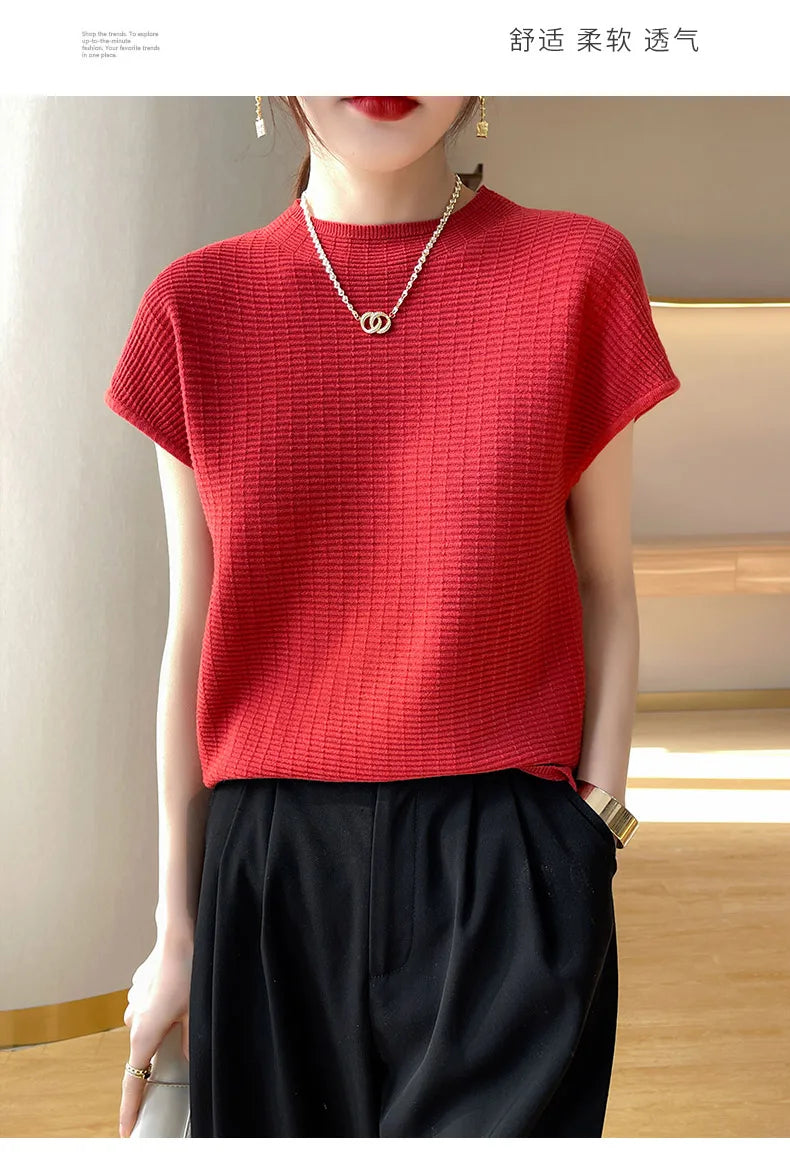 T-Shirt Femme Oversize Col Rond Uni Manches Courtes Doux Casual – Tee Mode Été Confortable | Basique Chic