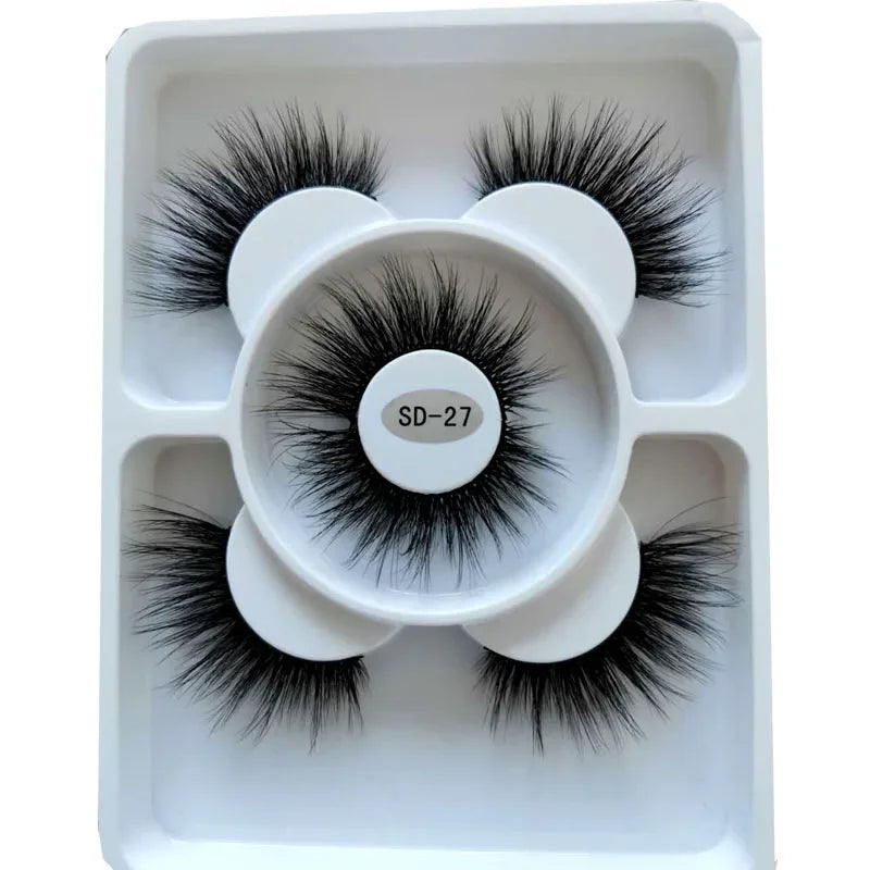 Faux Cils 3D Mink Naturels 2025 – Lot 3 Paires Longues | Extensions Cils Beauté