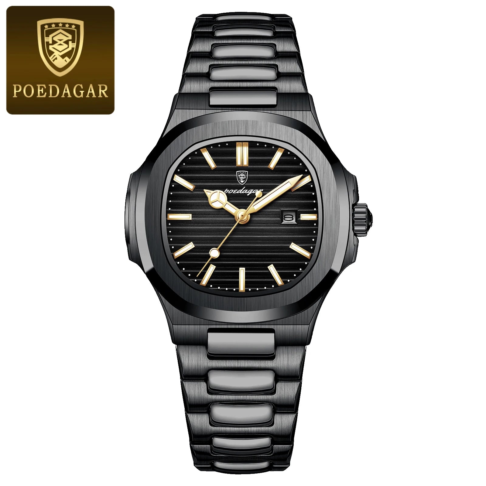 Montre Femme POEDAGAR Carrée Luxe Quartz – Lumineuse Étanche Date Acier Fashion