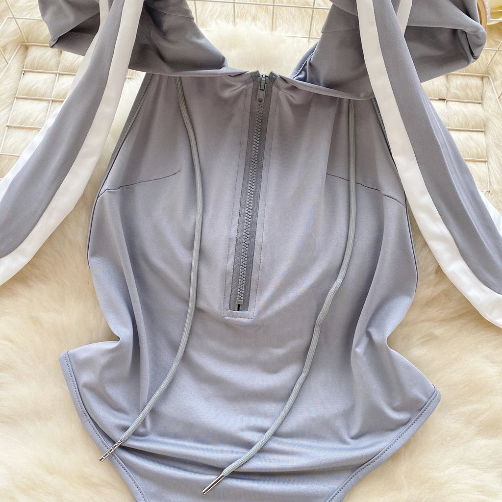Combinaison Lingerie Femme Sexy Lapin Cosplay Déguisément Dos Nu Ajourné – Costume Roleplay Kawaii | Soirée