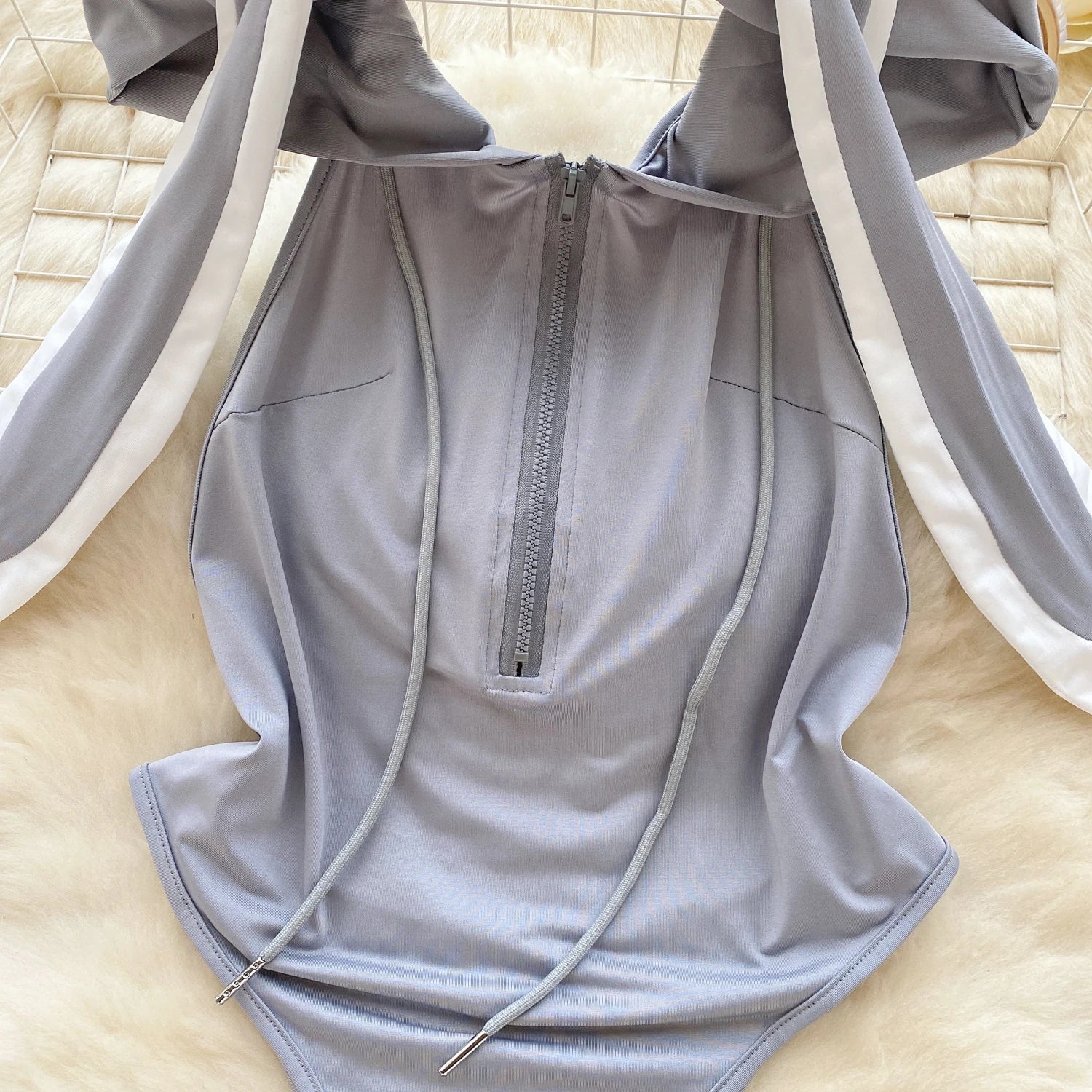 Combinaison Lingerie Femme Sexy Lapin Cosplay Déguisément Dos Nu Ajourné – Costume Roleplay Kawaii | Soirée