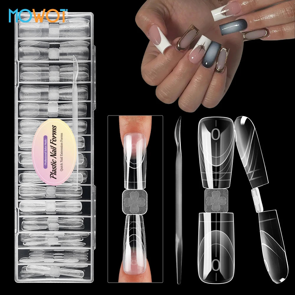 MOWOT Nail Dual Forms 75pcs Coffin Acrylic – Moules Gel Poly 15 Tailles Extension French