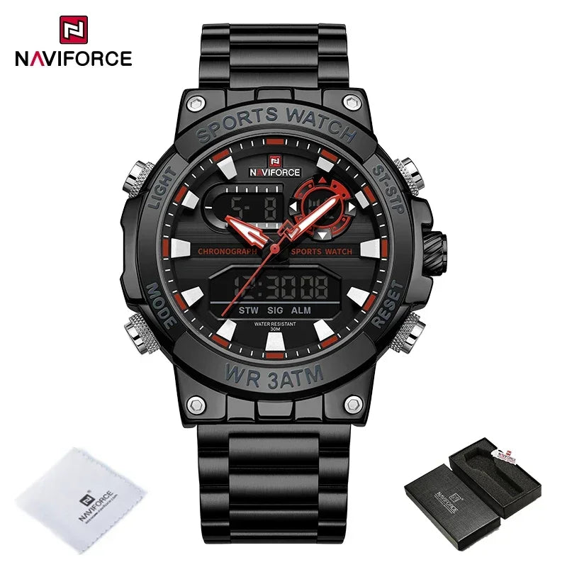 Montre Homme Militaire NAVIFORCE Double Affichage Quartz – Sport Étanche Grand Cadran