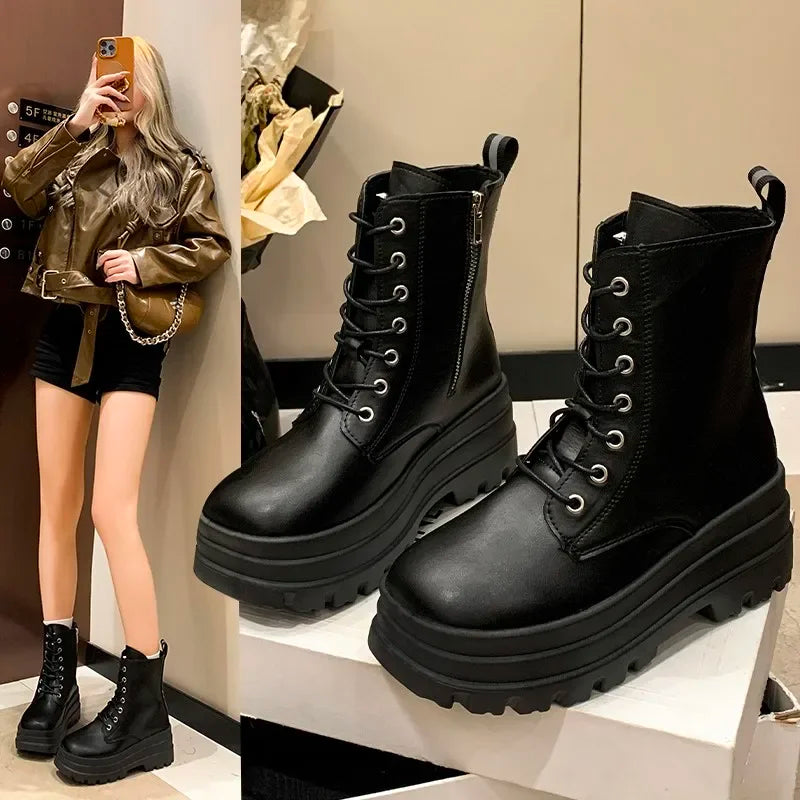 Bottes Knight Zip Semelle Épaisse Femme Hiver – Résistantes Sport Confortables Fashion