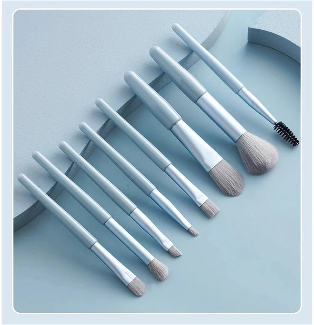 Set 8 Pinceaux Maquillage Professionnels - Fond de Teint, Blush & Yeux