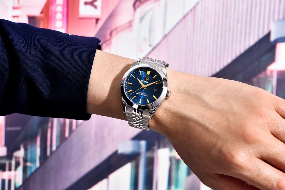Montre Homme Luxe BENYAR Mécanique Automatique Acier – Étanche Sport Top Brand