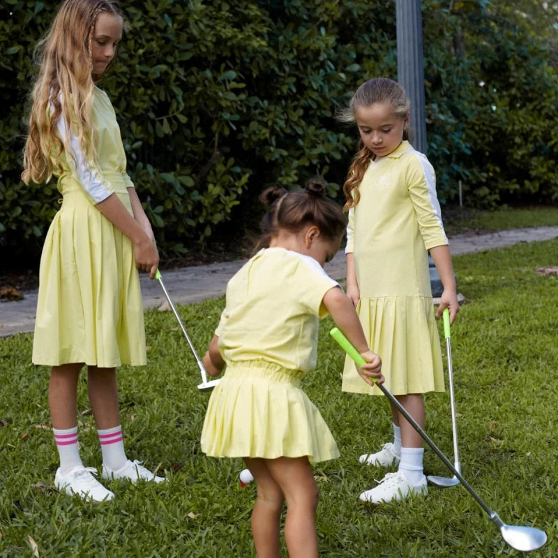 Tenue Golf Enfant Coton Plissé Unisexe – Ensemble Chemise Robe Sport Casual Famille Assortie SS 2025