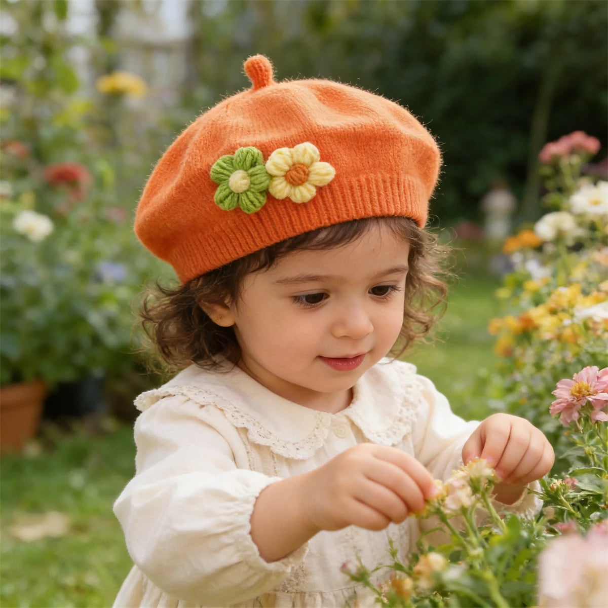 Béret Tricoté Enfant Couleur Unie – Bonnet Peintre Chaud Automne Hiver Fille Garçon Tendance