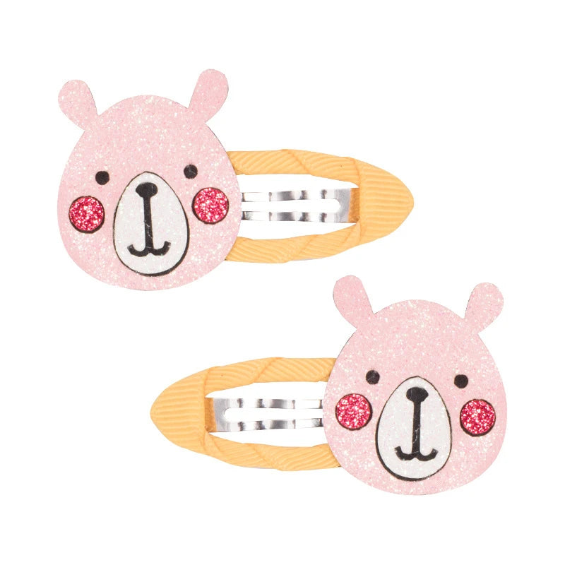 Lot 2 Barrettes Fille Bébé Motifs Adorables – Pinces Cheveux Enfant Animal Fruit Fleur Lapin Kitty