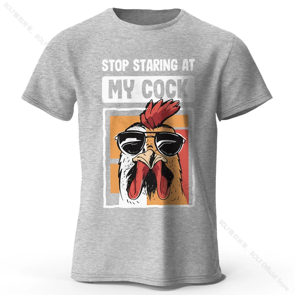 T-Shirt Humour Coq Imprimé Drôle 100% Coton Oversized Unisexe Homme Femme Été – Tee Graphique Funny Casual Streetwear | Mode Unisexe Tendance