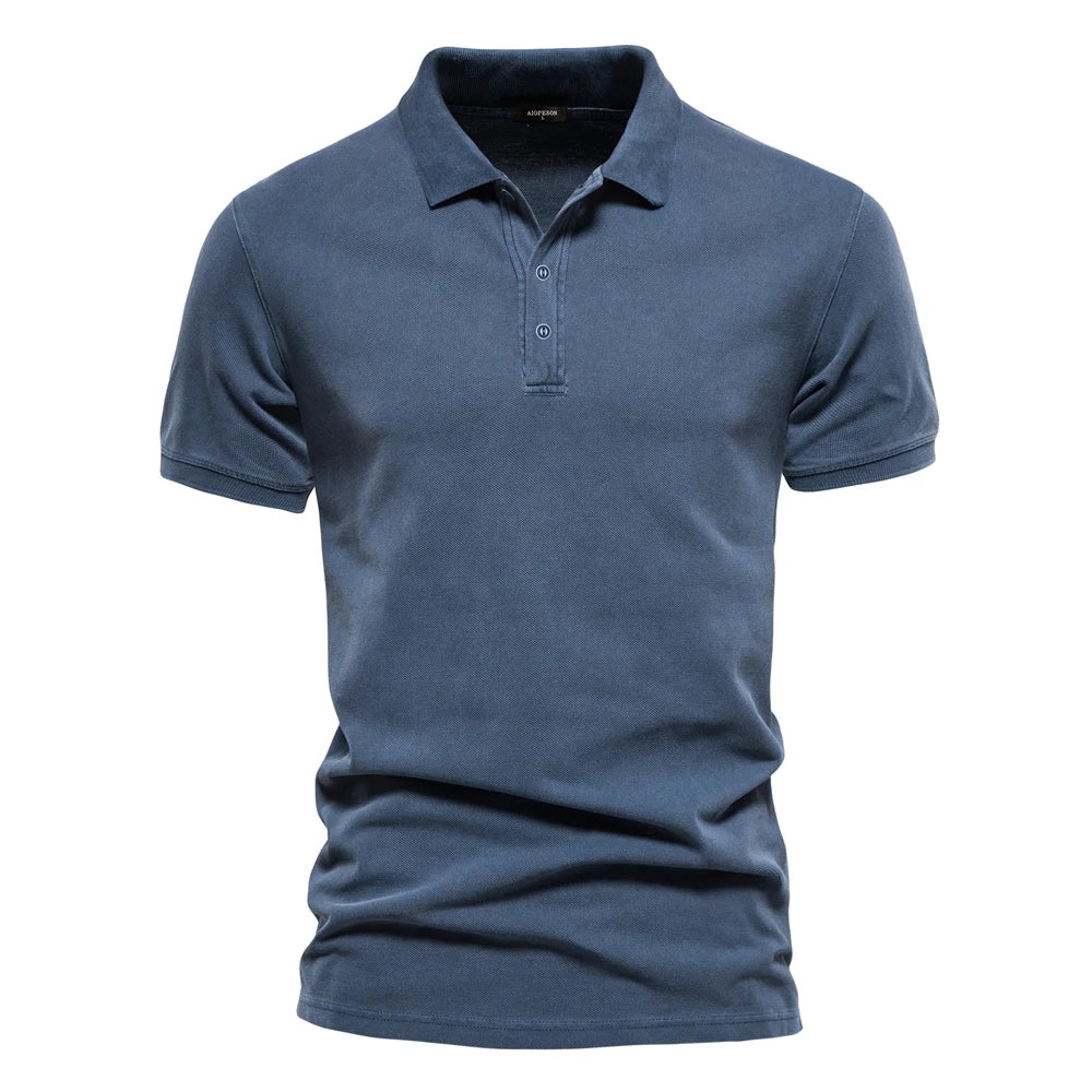 Polo Homme 100% Coton Couleur Unie Col Rabattu Manches Courtes Casual Streetwear Élégant Confortable Intemporel Fashion – Polo 100% Coton Premium Couleur Unie Col Rabattu | Mode Homme Polo Premium Streetwear