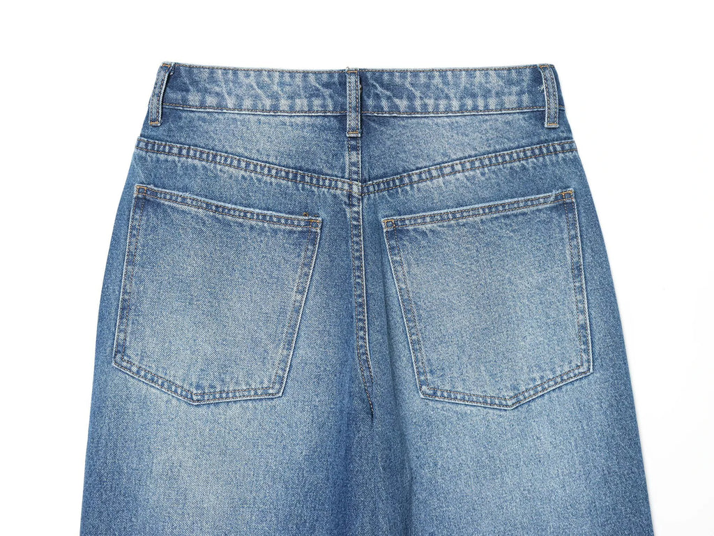 Jean Femme Taille Mi-Haute Coupe Ballon Style Américain – Loose Fit Denim Chic | Hiver 2025