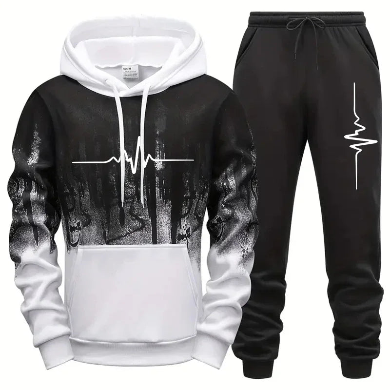 Herren-Trainingsanzug 2-teilig Hoodie + Jogginghose Casual Sport Komfort Alltag Mode Vielseitig Premium – Komplettes Sportoutfit | Herren Sportmode Premium