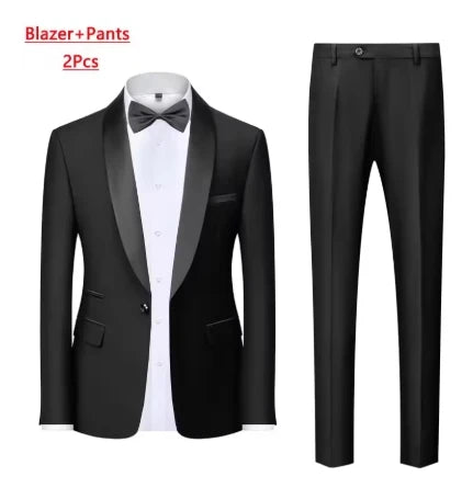 Costume Homme 3 Pièces Noir Slim Fit Blazer Veste Pantalon Gilet Grande Taille Mariage Cérémonie Soirée Automne Élégant – Ensemble Costume Premium | Mode Homme Habillé Premium