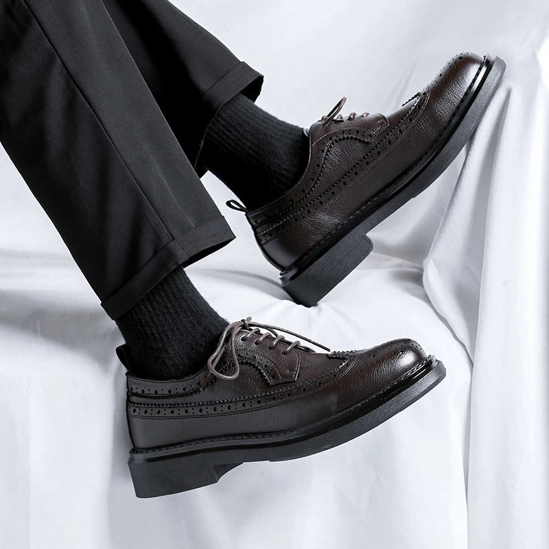 Brogues Oxfords Patent Leather Homme – Lacets Formal Noir Mariage Fête Dress Shoes