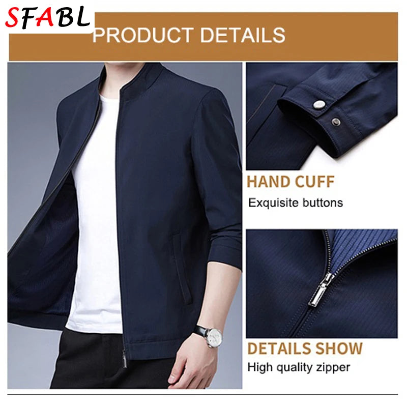 Blazer Homme Luxe Business Casual Zippé Uni Qualité Premium Bureau Manteau Printemps Automne Grande Taille 3XL – Veste Élégante Mode | Mode Homme Premium