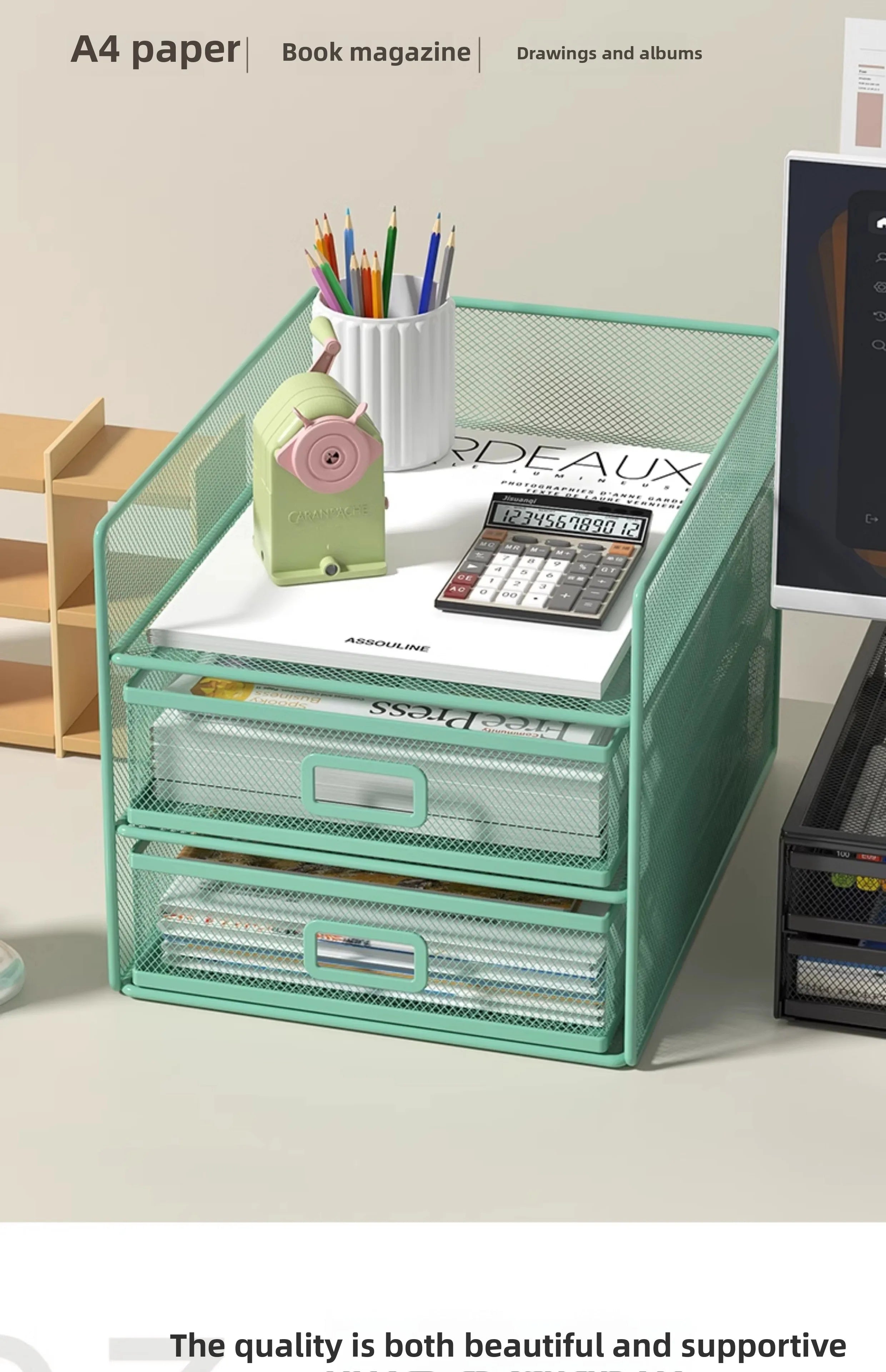 Rack Courrier 4 Niveaux Trieur Papier – Organisateur Bureau Dossiers Lettres Empilable