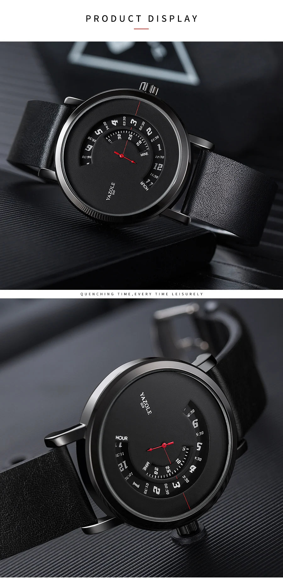 Montre Homme YAZOLE Quartz Bracelet PU Casual Unique – Étanche Fashion Tendance 2025