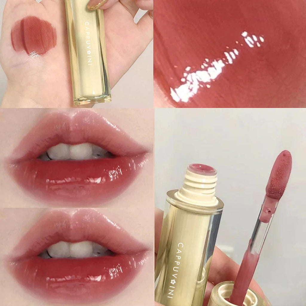 Gloss Miroir Iced Tea – Lip Glaze Jelly Transparent Waterproof | Rouge à Lèvres Liquide Effet Glacé