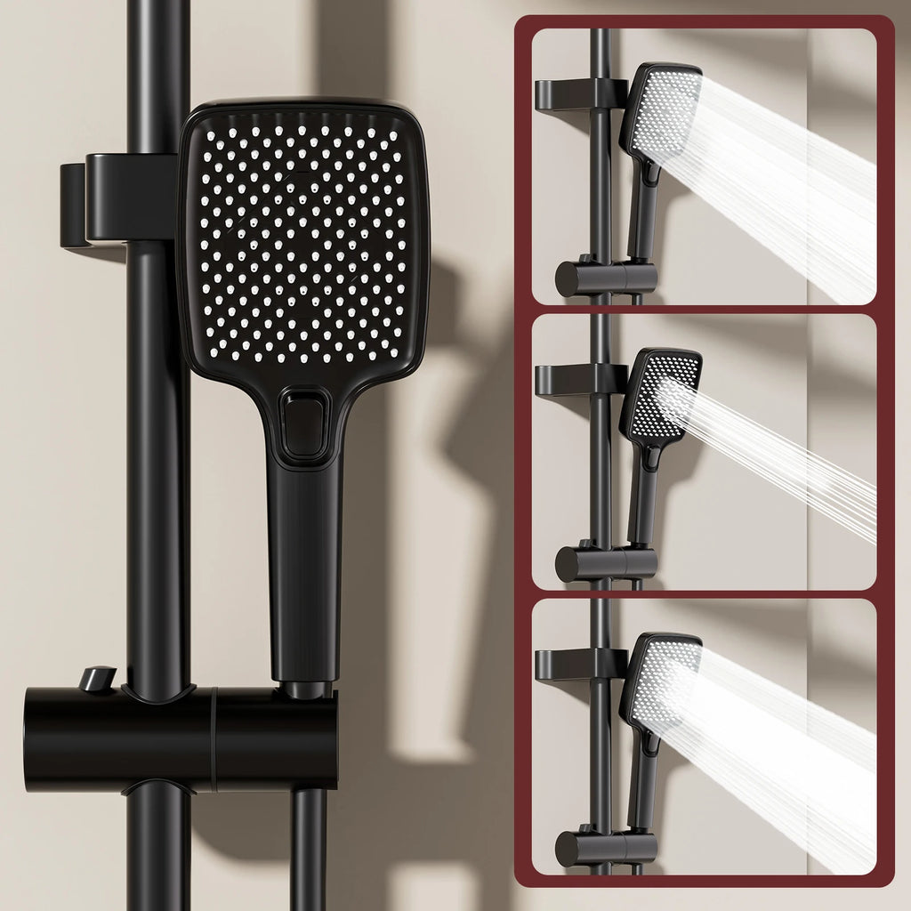 Système Douche Smart LED Digital – Affichage Température, Mitigeur Cuivre, Panneau Verre Trempé & Pommeau Pluie | Luxe Salle de Bain