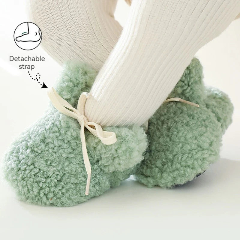 Chaussons Bébé Hiver Unisexe – Bottines Douces Cachemire Agneau Antidérapantes Chauds Nouveau-Né Toddler