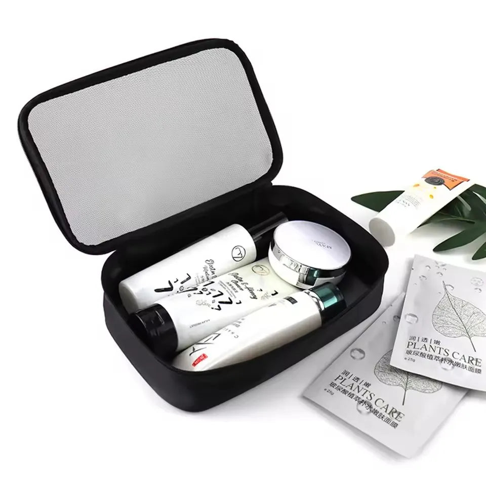 Trousse Maquillage Filet Noir Voyage – Fermeture Éclair | Organisateur Cosmétique Portable
