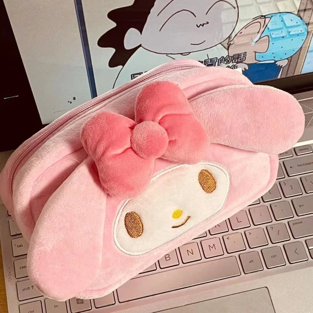 Trousse Peluche Kawaii Sanrio – Kuromi My Melody Cinnamoroll Pochette Maquillage Crayon Cadeau Fille