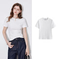 T-Shirt Lyocell Slim Fit Col Rond Manches Courtes Blanc - Basique Premium Polyvalent Printemps | TOYOUTH