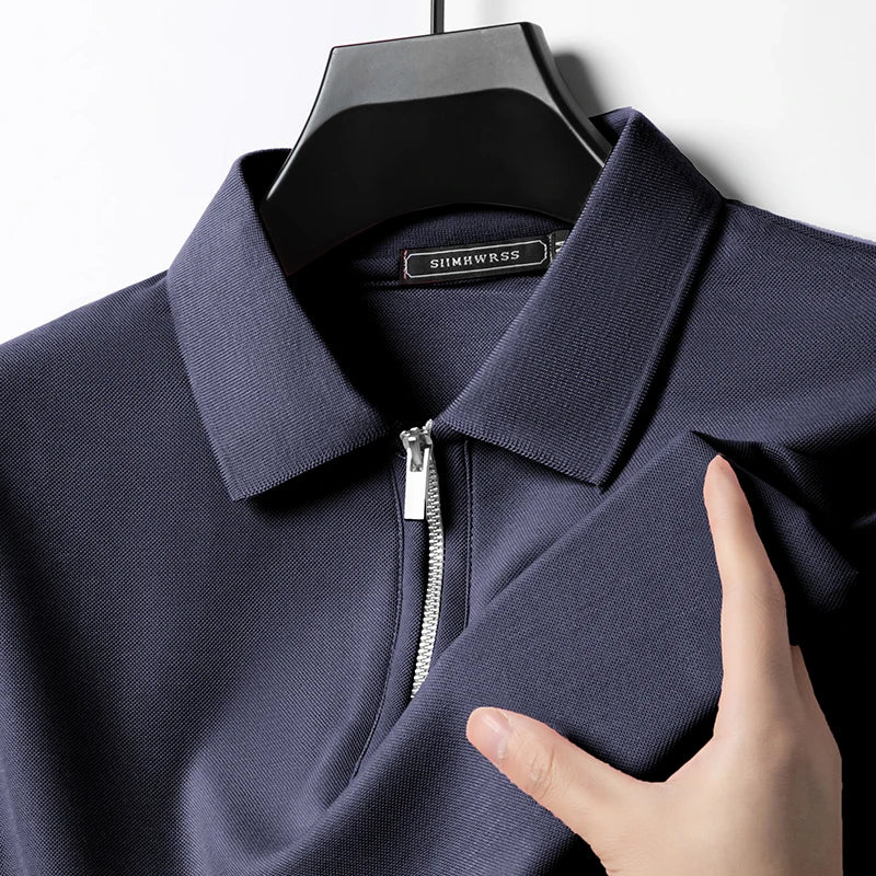 Polo Homme Été Slim Fit Col Retourné Demi-Zip Respirant Manches Courtes Couleur Unie Confortable | Mode Homme Élégant Casual