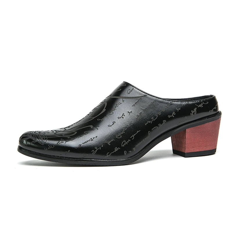 Mules Homme British Style Pointed Leather Rehaussantes – Dress Casual Cérémonial Été