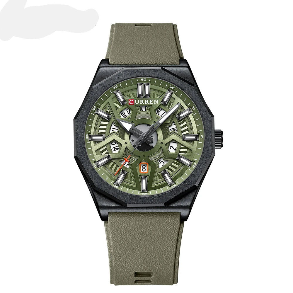 Montre Homme CURREN Design Créatif Quartz Silicone Lumineux Date – Fashion Sport Élégant