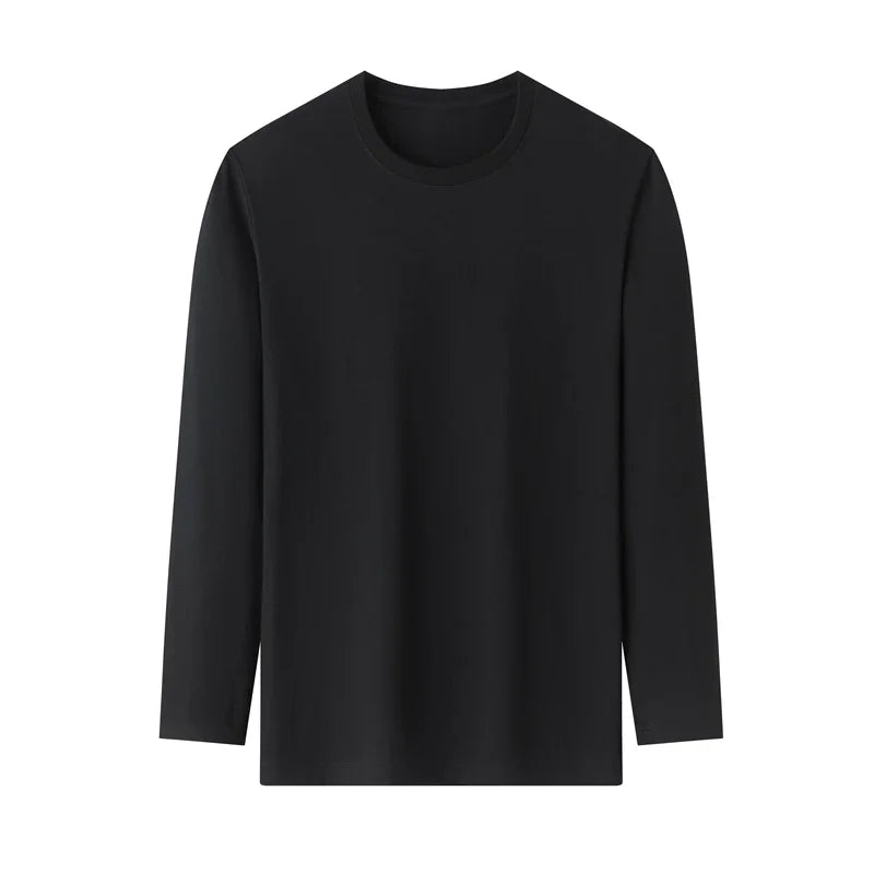 T-Shirt Homme Couleur Unie Col Rond Manches Longues Coton – Respirant Confortable Casual Été Multicolore | Mode Homme Essentiel