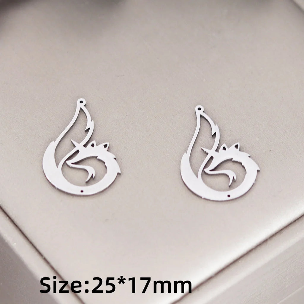Lot 3 Breloques Animaux Acier Titane DIY – Renard, Lapin, Chat, Cygne, Dragon, Serpent & Plus | Pendentifs Bijoux Fait Main Bracelet & Collier