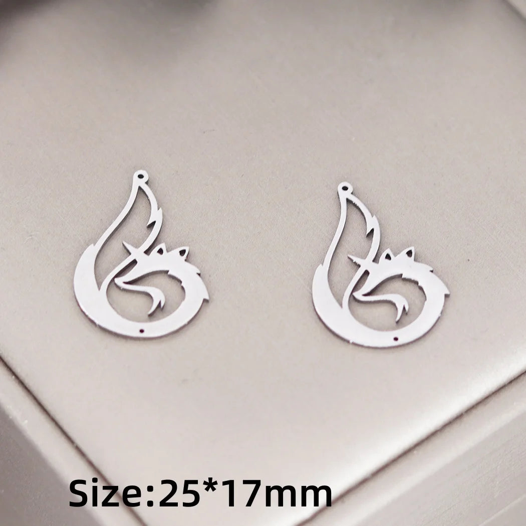Lot 3 Breloques Animaux Acier Titane DIY – Renard, Lapin, Chat, Cygne, Dragon, Serpent & Plus | Pendentifs Bijoux Fait Main Bracelet & Collier
