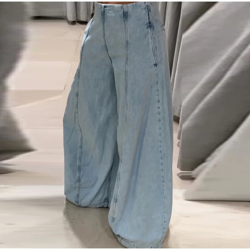 Jean Large Femme Y2K Oversize Taille Haute Baggy Jambe Large Denim – Pantalon Streetwear Chic Tendance | Mode 2025