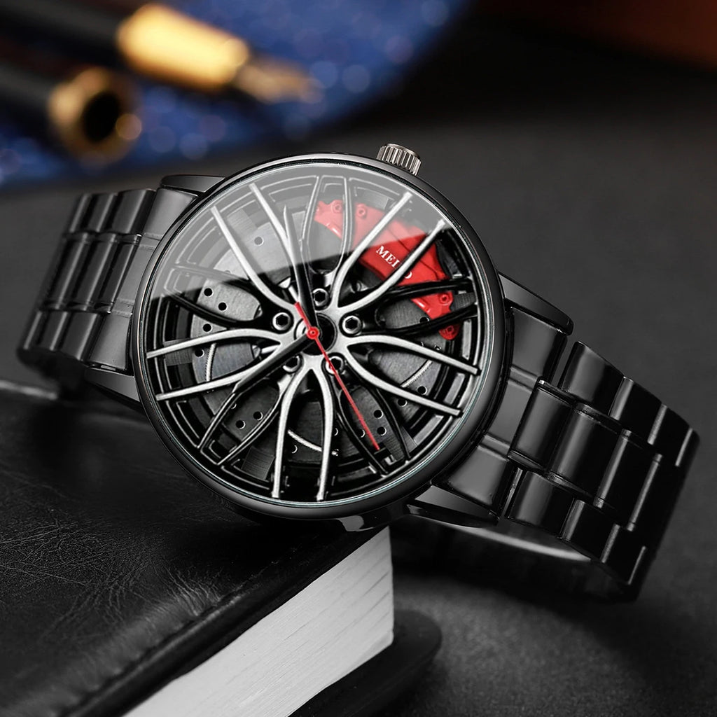 Montre Homme Sport Roue 3D Auto – Bracelet Acier Inoxydable Business Fashion
