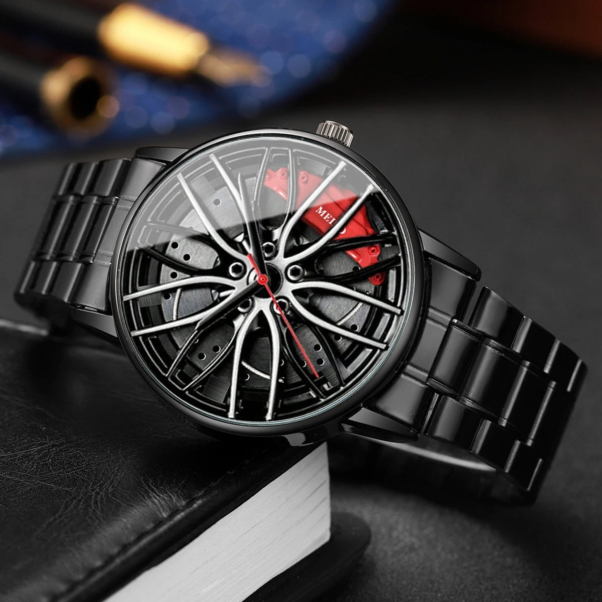 Montre Homme Sport Roue 3D Auto – Bracelet Acier Inoxydable Business Fashion