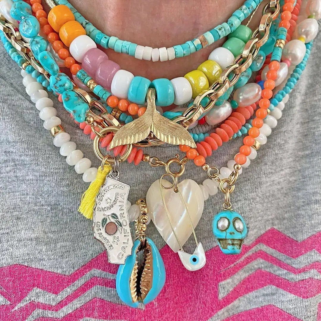 Collier Ras-du-Cou Boho Vintage – Cœur, Coquillage & Œil Turc | Bijou Femme Tendance Été & Plage | Accessoire Mode Charme