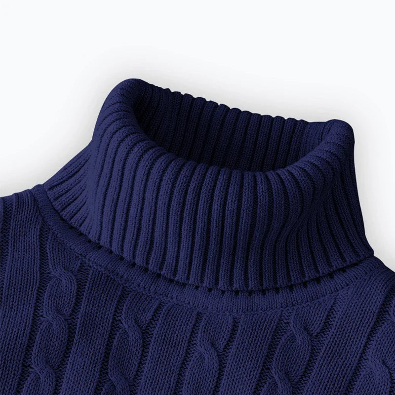 Pull Homme Col Roulé Haut Tricoté Couleur Unie Chaud Casual Laine Pullover Outdoor Hiver Confortable Tendance – Sweater Col Montant Premium Toutes Saisons | Mode Homme Hiver Premium