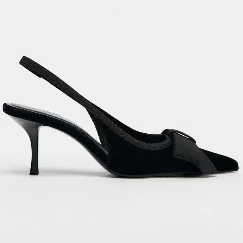 Mules Nœud Papillon Slingbacks Talon Fin Femme – Bout Pointu Élégant Dress Fashion