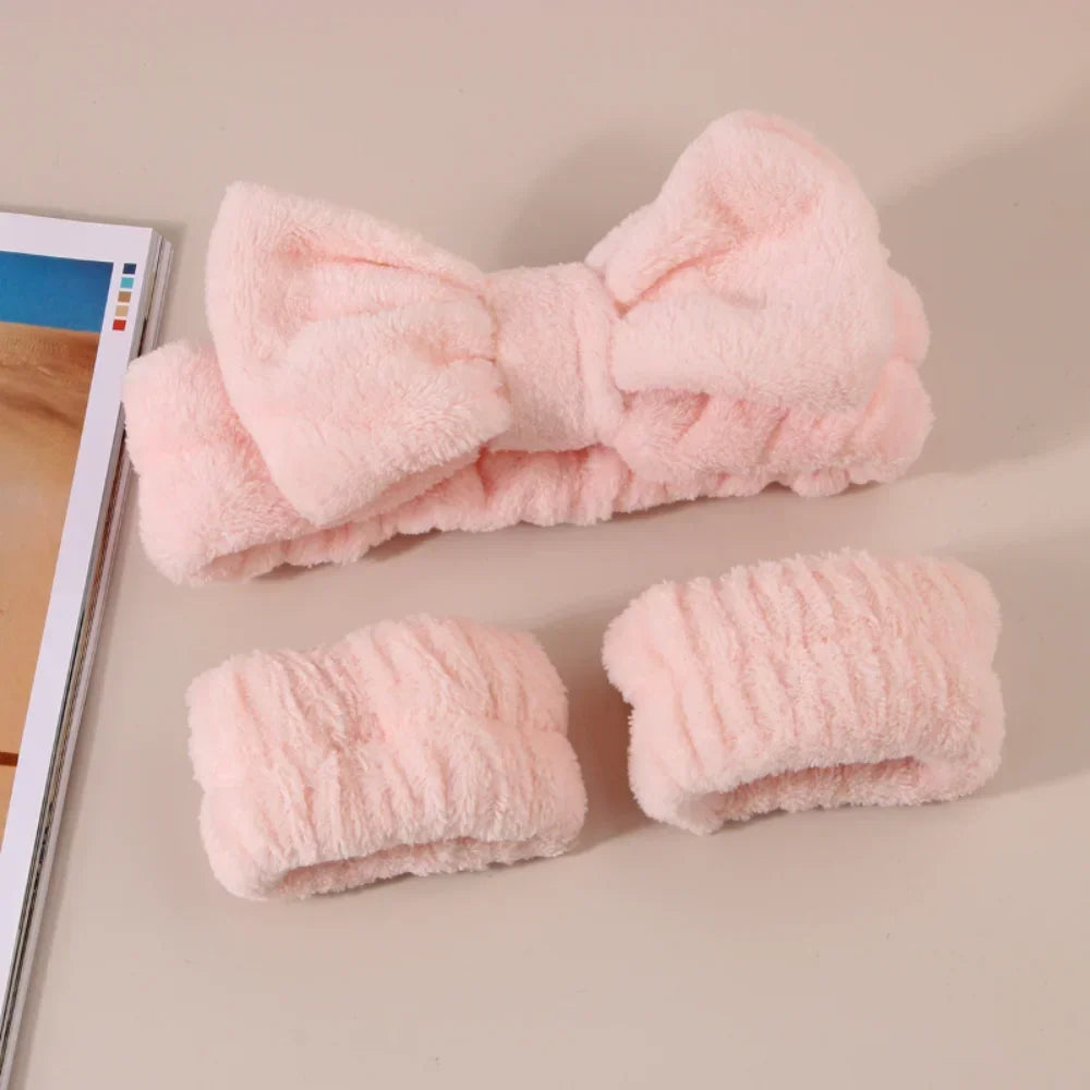 Lot 3 Bandeaux Spa Microfibre – Serre-Tête Lavage Visage & Poignet Absorbant | Scrunchie Maquillage
