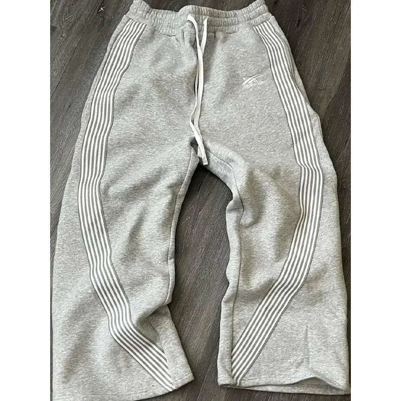 Herren Freizeithose Gestreift Weite Passform Gerade Geschnitten – Elastischer Kordelzug Sport Herbst Winter Streetwear Urban | Herrenmode