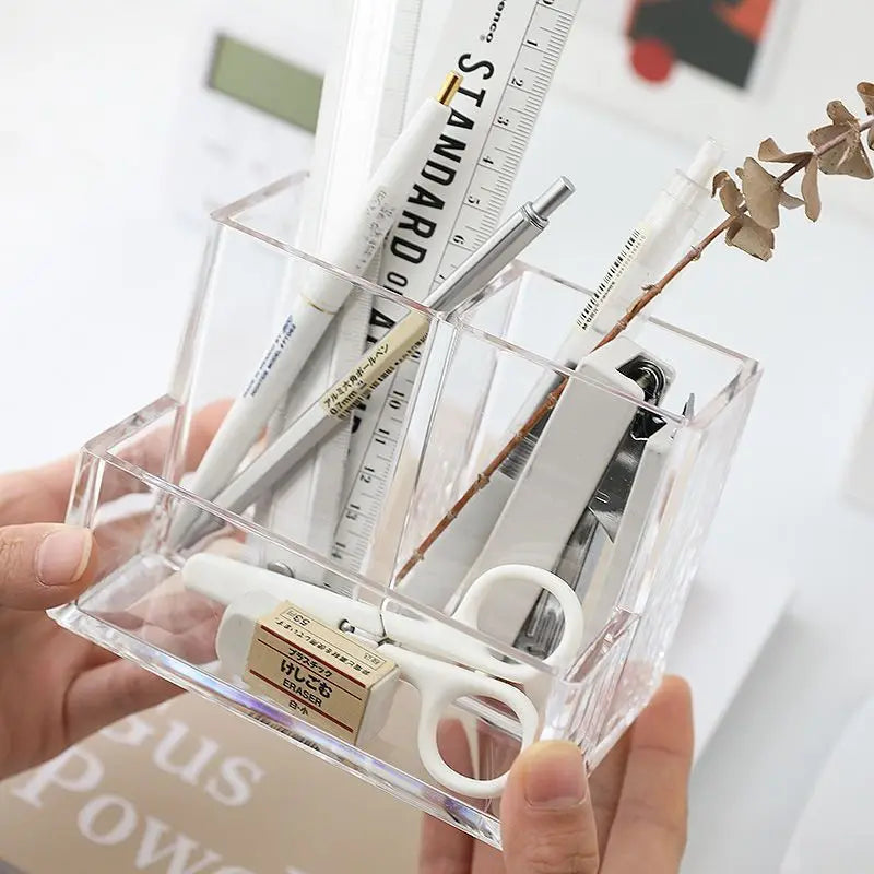 Boîte Acrylique Organisateur Maquillage 3-5 Grilles – Pot Pinceaux & Bijoux | Bureau & Coiffeuse