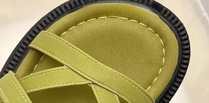 Grüne Römische Sandalen Mittelhoher Absatz Plateau Reißverschluss 2025 – Atmungsaktiv Mode Sommer
